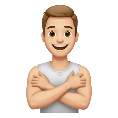 arms crossed holding neck laughing man sticker