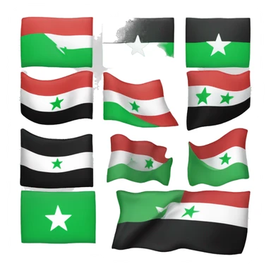 Create me a flag of Syria with 3star and in the top green and in the middle white and in the bottom black sticker
