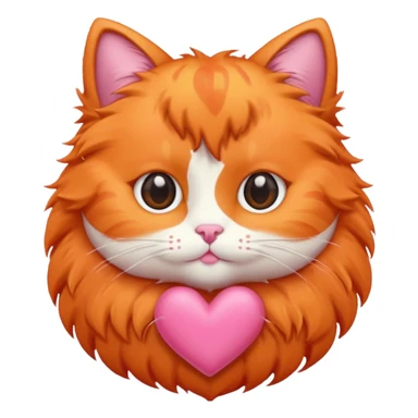 Gato naranja corazón rosa kawaii sticker