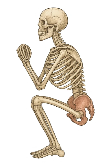 Allineamento visto anatomicamente durante uno squat tra bacino e torace sticker