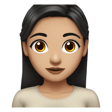 white girl straight black hair, with brown eyes and long dark hair and thick eyebrows sticker