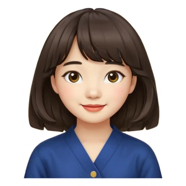 Korean girl with medium hair and curtain bangs sticker