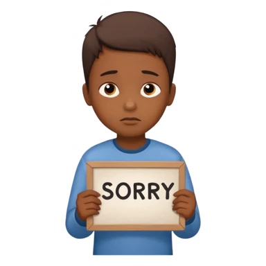 Boy with sign written sorry bhasha Don sticker