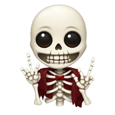 Cute skeleton w dark red bow on head w middle finger sticker