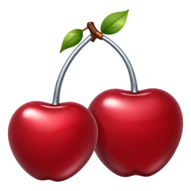 A pair of cherries emoji made of liquid silver chrome, smooth rounded shapes, glossy metallic surface, subtle sensual vibe, luxury sexy aesthetic, iOS emoji style, centered, clean white background sticker
