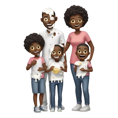 Family covered in yogurt sticker