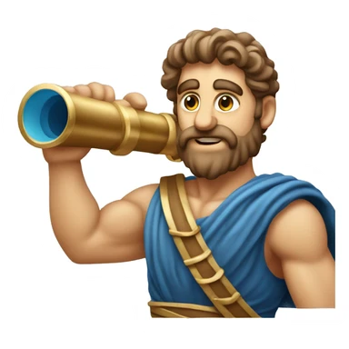 Muscular Ancient Greek sailor holding a telescope sticker