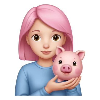 girl holding real piggy sticker