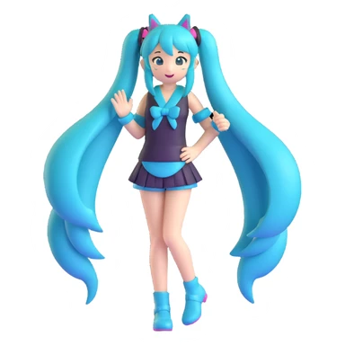 Hatsune Miku with teal twin tails sticker