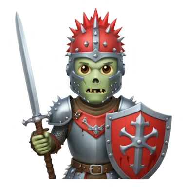 zombie Knight with spiky helmet holding sword and shield sticker