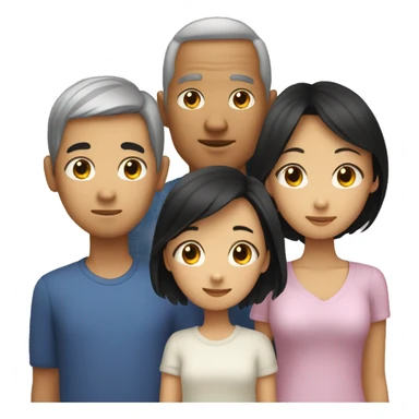 asian parents (short black hair mom and dad) and siblings (one longhair big sister and one shorthair little brother) sticker