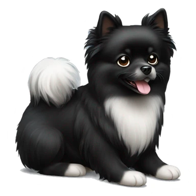 Black pomeranian dog with white stripe sticker