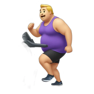 Fat man running on a treadmill sticker