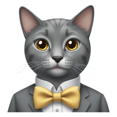 Gray cat in a bow tie and top hair  sticker