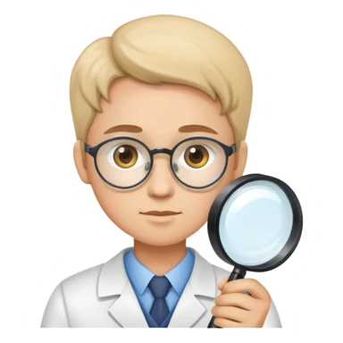 researcher with magnifying glass examining documents sticker