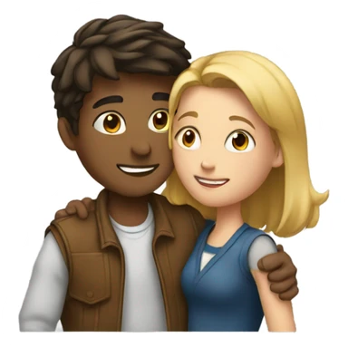 A young man and a young woman hugging  sticker