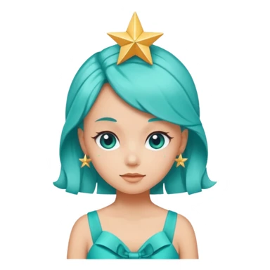 Stella sparkle sprite guardian of sparkle theater star shaped head and a turquoise dress and ribbon sticker