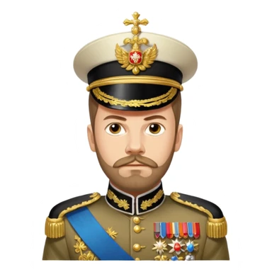 Nicholas II, Russian tsar, ornate military dress, sash sticker