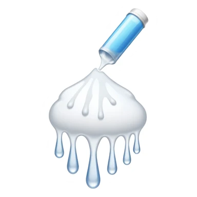 individual white glue drops falling and dripping out of a tube sticker