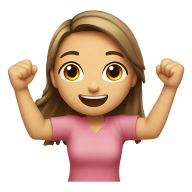 Girl is happy and exited hold her fists up sticker