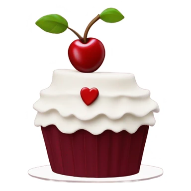 Cherry vintage trendy burgundy ruffled frosting and white heart shaped cake 1 layer  sticker