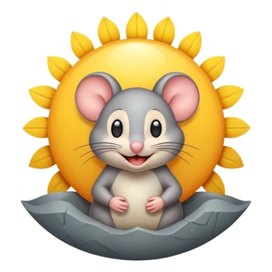 A mouse inside of a gray sun ☀️ 🐭 sticker