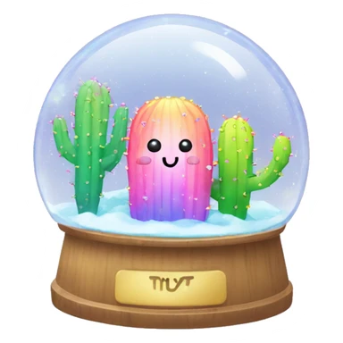Kawaii rainbow pastel bedazzled cactus in an under the sea snow globe  sticker