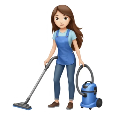 beautiful girl with long brown hair cleaning and vacuuming sticker