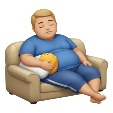 a lazy fat boy sleeping on a sofa sticker