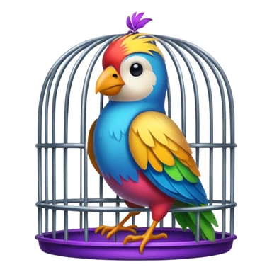 bird inside of cage sticker