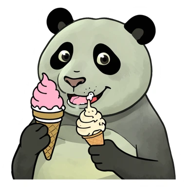 Panda eating ice cream sticker