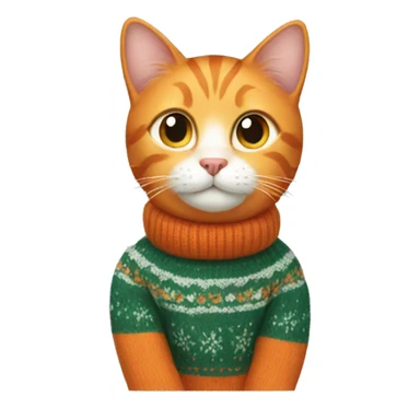 orange cat with winter sweater sticker