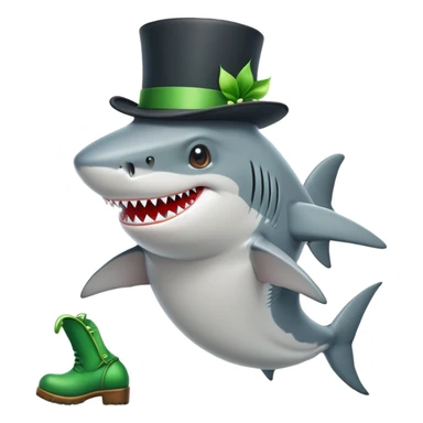 Shark with a top hat and green boots sticker