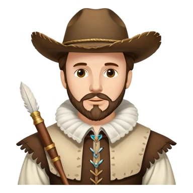 Shakespeare as a cowboy with ruff collar, quill pen and cowboy hat sticker