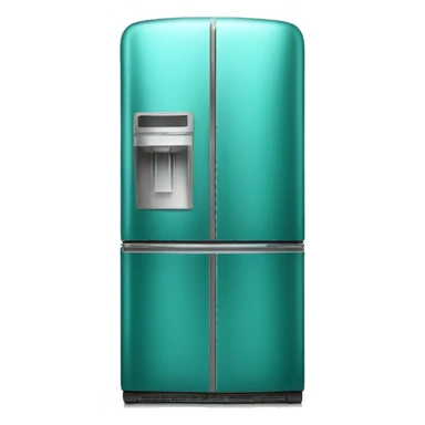 Realistic metallic teal fridge isolated.  sticker