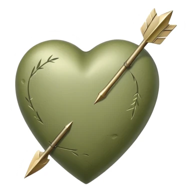 Pale olive heart with arrow sticker