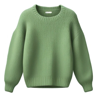 Sage and green cropped oversize wool sweater, isolated sticker