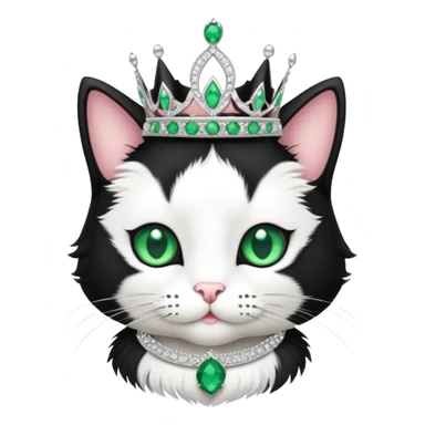 tuxedo cat wearing a tiara sticker