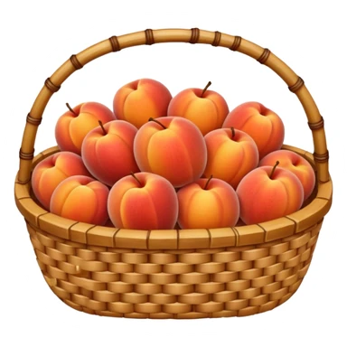bamboo basket, peaches sticker