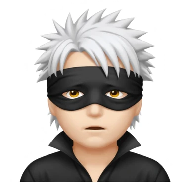 a person with a blinfold covering their eyes and spiky white hair sticker