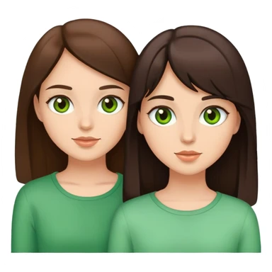 two brunette besties one with brown eyes one with green sticker