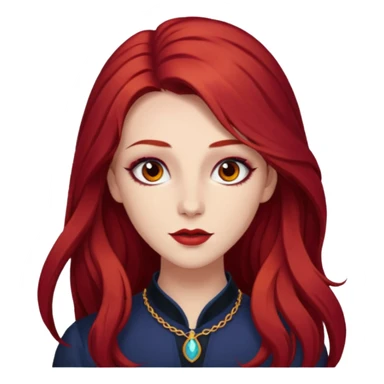 Chappell Roan (b.1998) with long dark red hair, makeup sticker