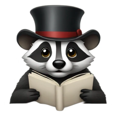 The badger emoji wearing a monocle and reading a book sticker