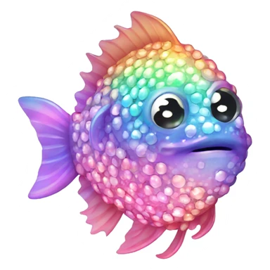 Kawaii bedazzled iridescent fish kissing eachother  sticker