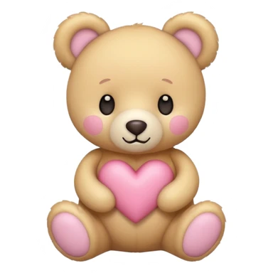 Teddy bear with a heart in soft pink, beige and yellow pastel colors sticker