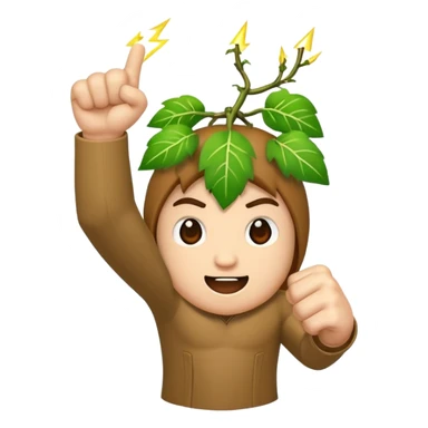 woodland character fist up with vine lightning sticker