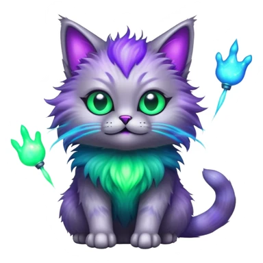alien cat doing magic with glowing effects sticker