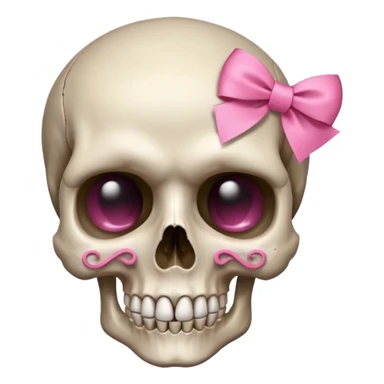 A skull with a small pink ribbon on the side of its head sticker