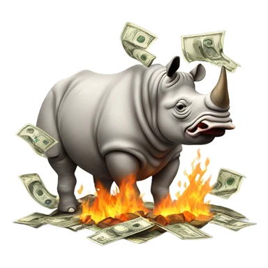 Rhino on fire money sticker