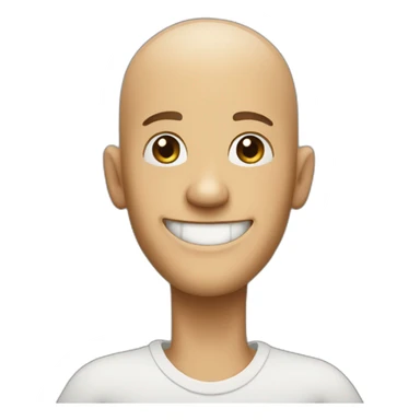 a man 1.60 meters tall, with a shaved head, making a huge smile and giving the thumbs up gesture sticker